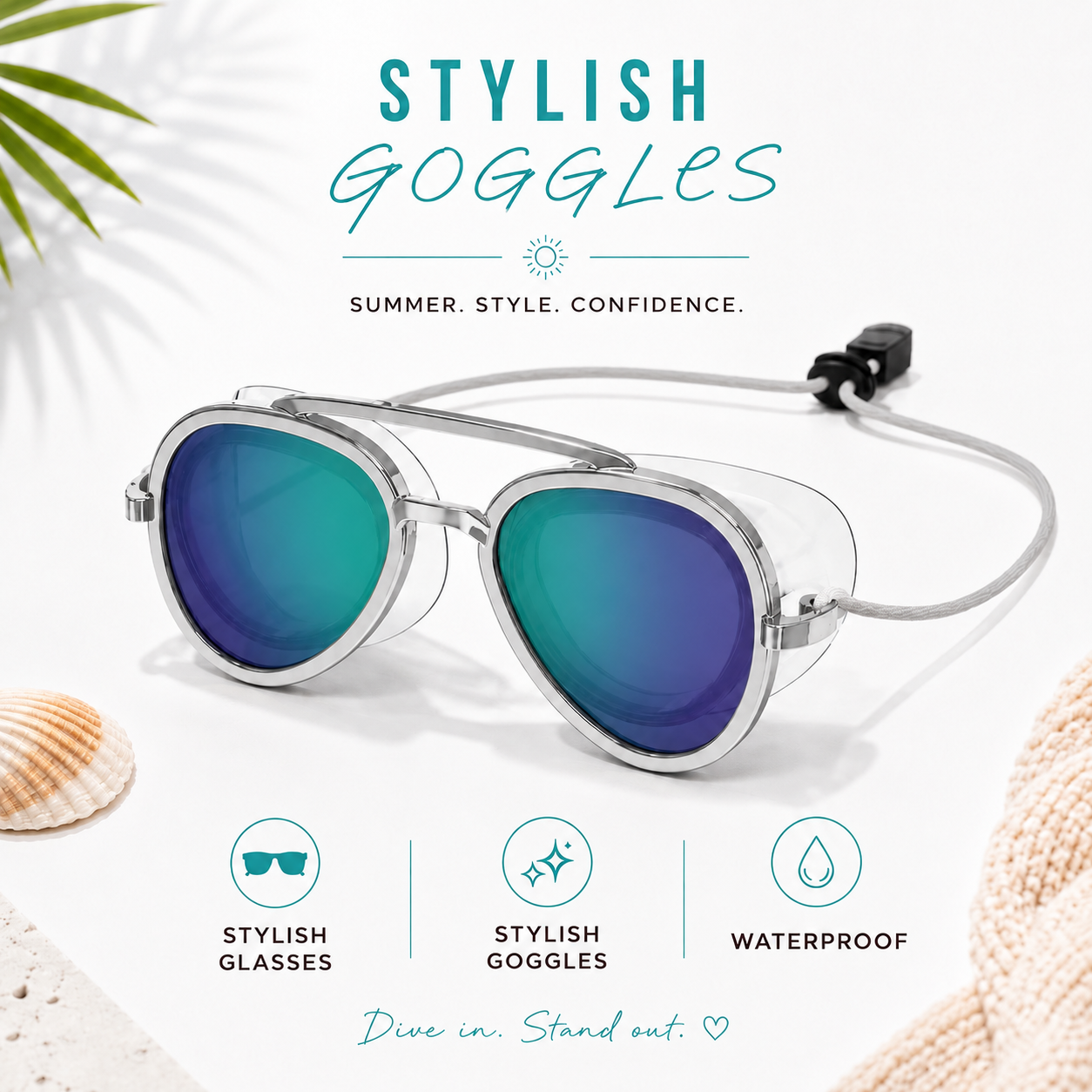 WaveLens Cool Blue - blue mirror lens swim goggles
