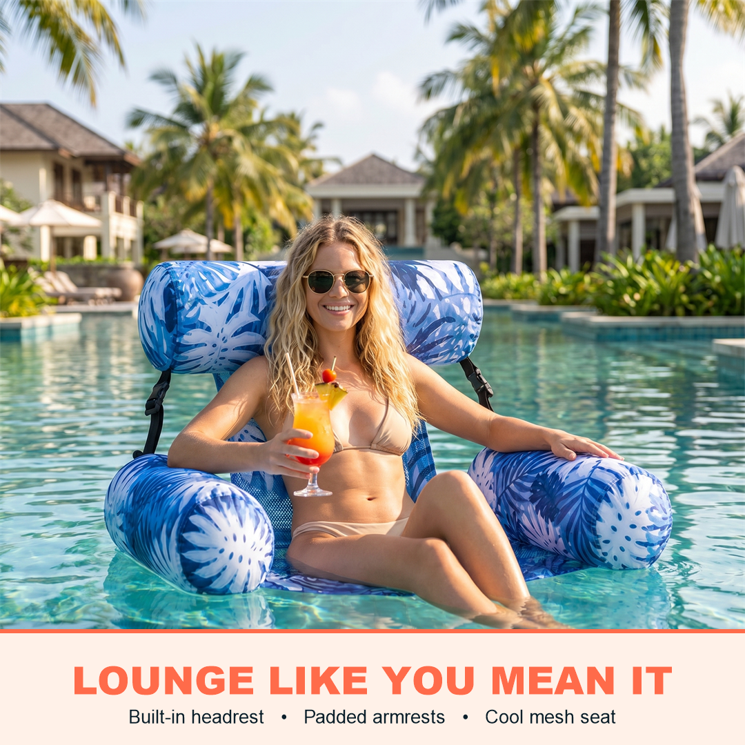 Lounge like you mean it: built-in headrest, padded armrests, cool mesh seat